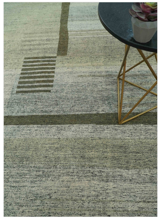 Custom Made Brown and Beige Contemporary Design Hand knotted Wool Area Rug