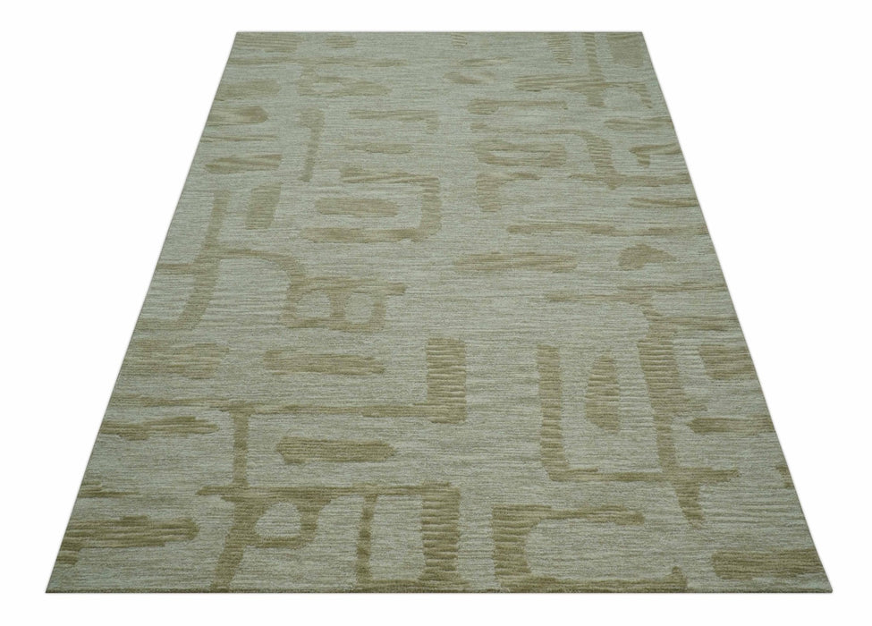 Custom Made brown And Ivory Modern Abstract Pattern Hand Tufted Wool Area Rug