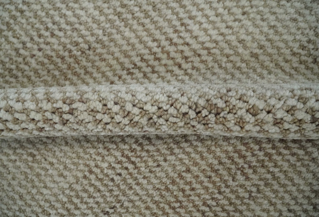 Custom Made Contemporary Brown and Ivory Hand Knotted Rug Area Rug