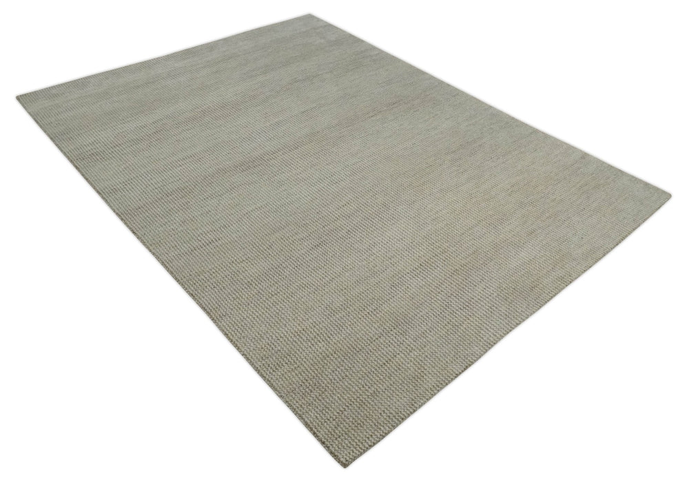 Custom Made Contemporary Brown and Ivory Hand Knotted Rug Area Rug