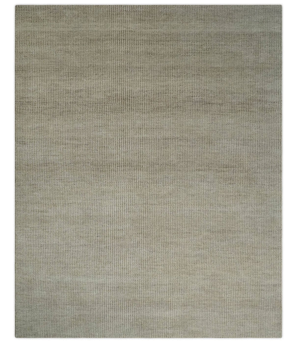 Custom Made Contemporary Brown and Ivory Hand Knotted Rug Area Rug