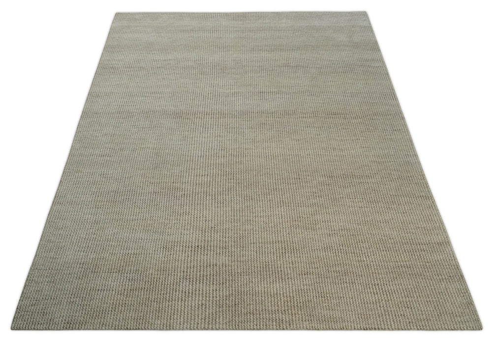 Custom Made Contemporary Brown and Ivory Hand Knotted Rug Area Rug