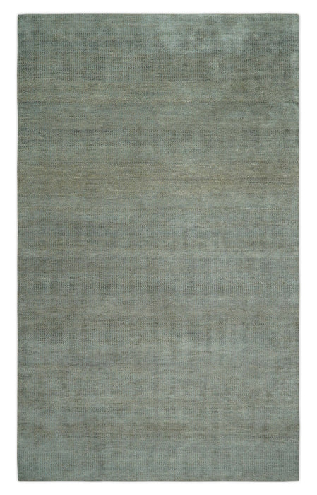 Custom Made Contemporary Blue and Brown Hand Knotted wool Area Rug