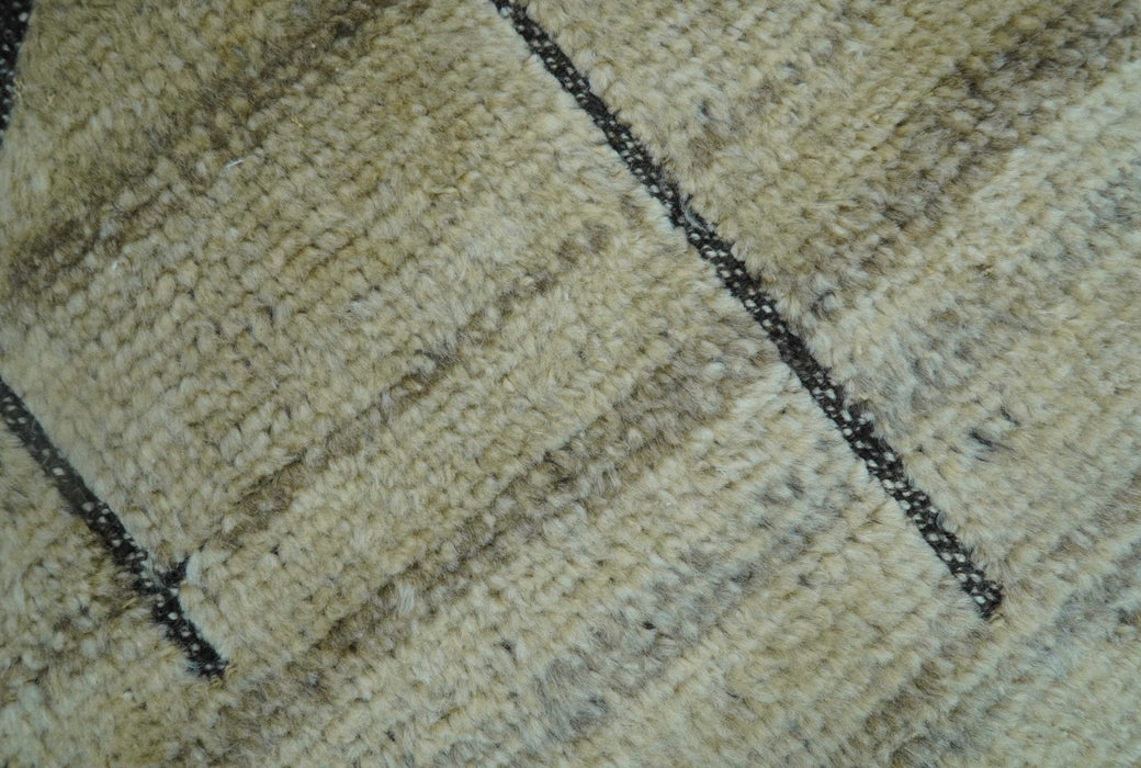 Custom Made Contemporary Design Black And Beige Hand knotted wool Area Rug