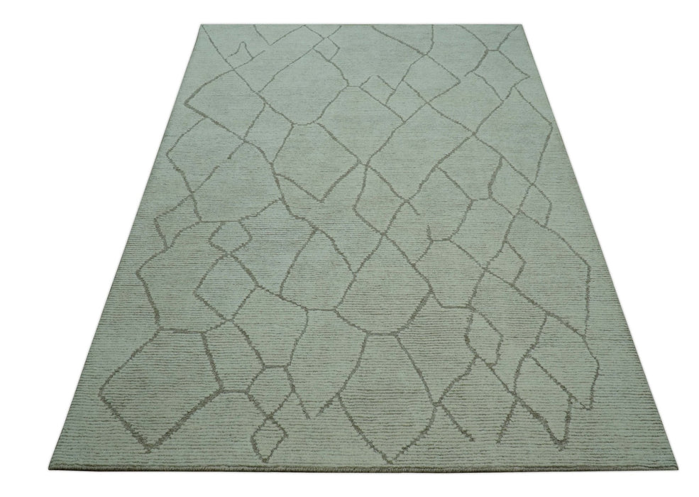 Custom Made Contemporary Pattern Brown And Ivory Hand Tufted Wool Area Rug