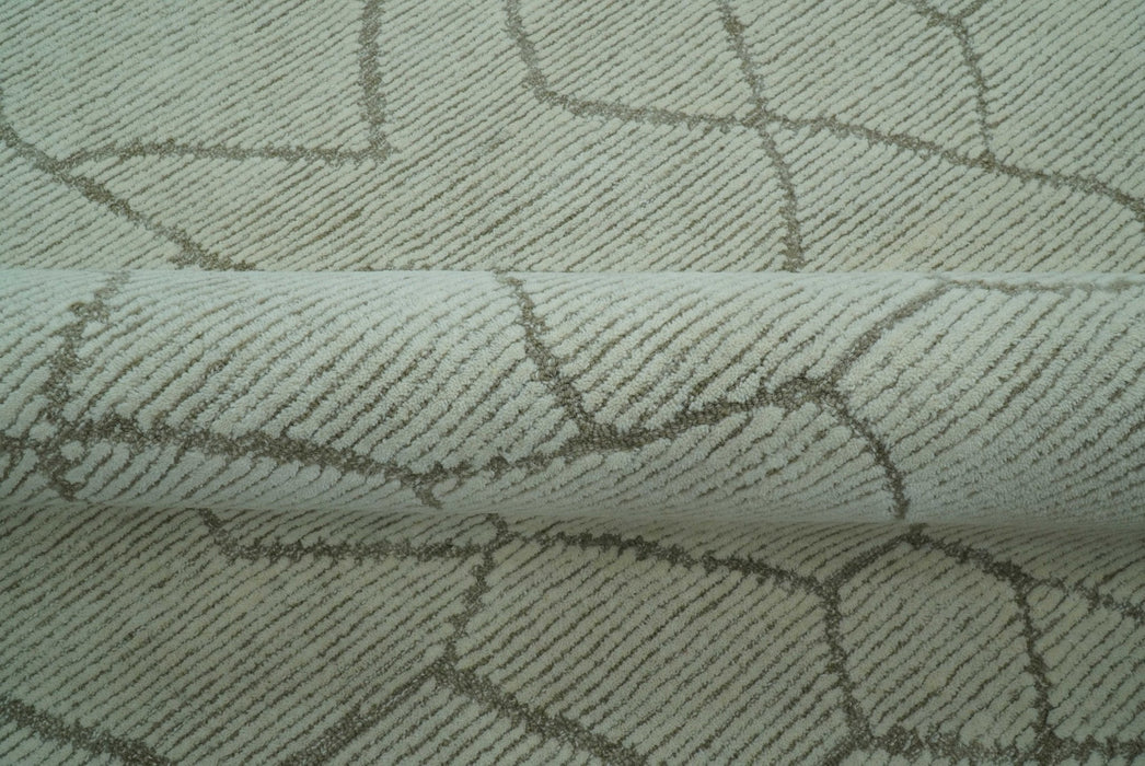 Custom Made Contemporary Pattern Brown And Ivory Hand Tufted Wool Area Rug