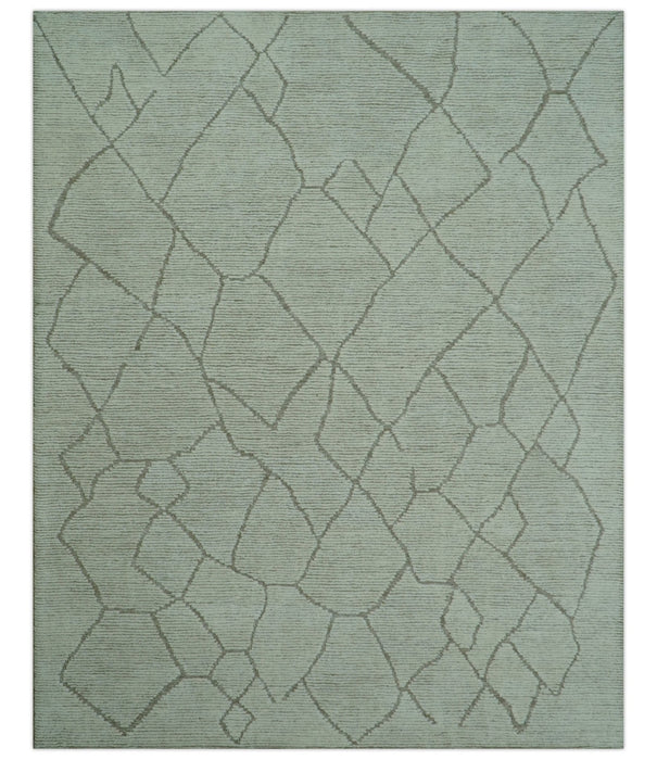 Custom Made Contemporary Pattern Brown And Ivory Hand Tufted Wool Area Rug