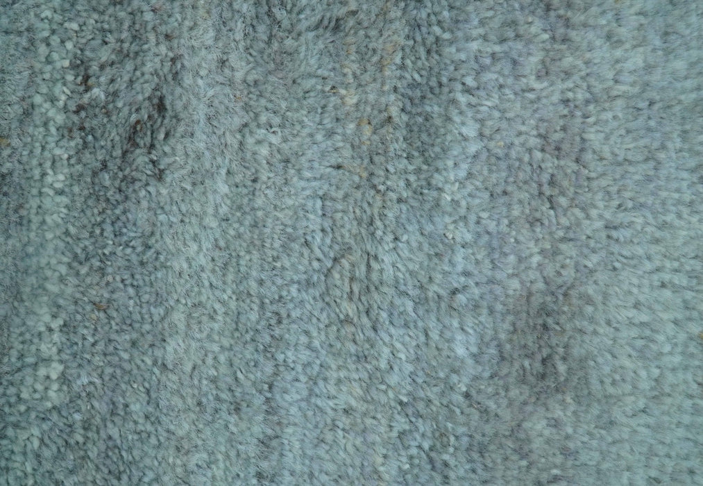 Custom Made Contemporary Solid Blueish Silver Hand knotted wool Area Rug
