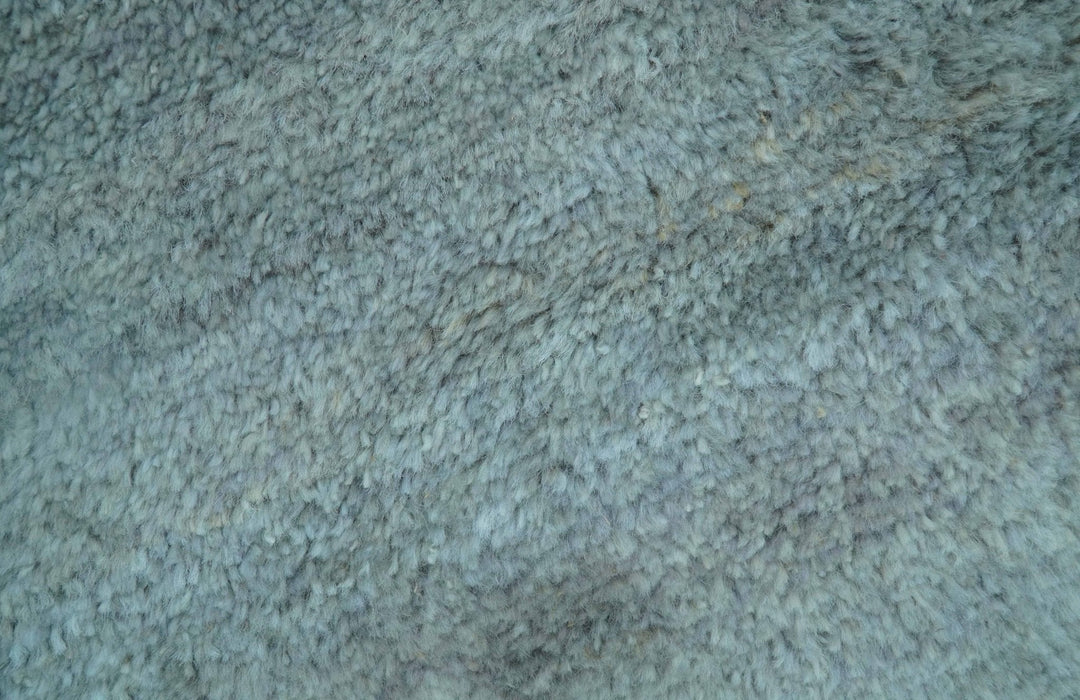 Custom Made Contemporary Solid Blueish Silver Hand knotted wool Area Rug