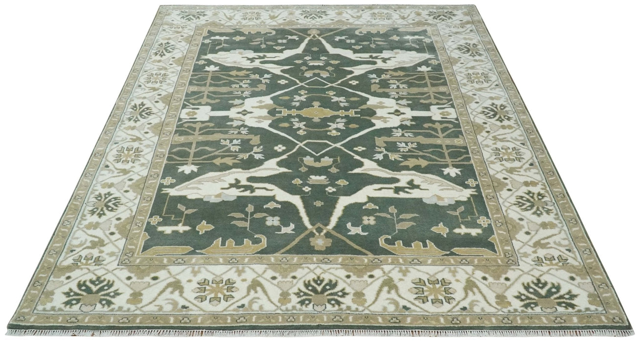 Custom Made Emerald Green Fine Hand knotted Wool Traditional Oushak Area Rug