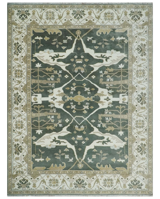 Custom Made Emerald Green Fine Hand knotted Wool Traditional Oushak Area Rug
