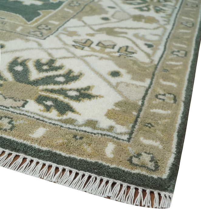 Custom Made Emerald Green Fine Hand knotted Wool Traditional Oushak Area Rug