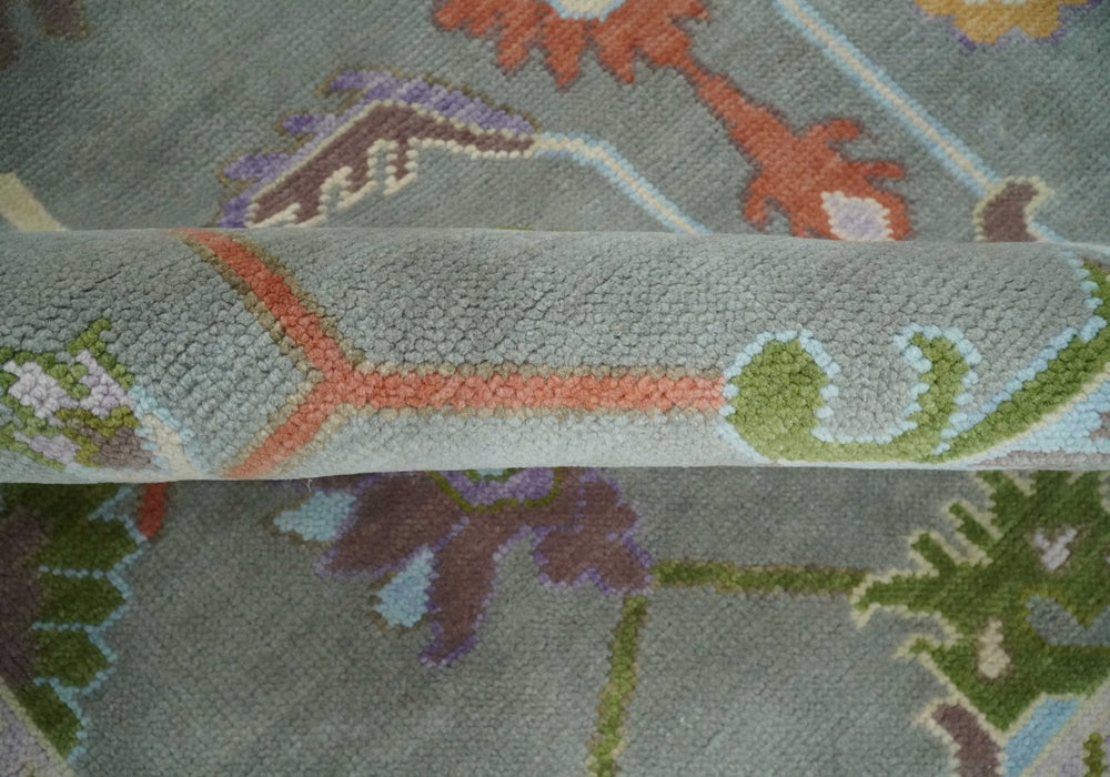 Custom Made Gray and Gold Hand knotted Traditional Oushak wool Area Rug