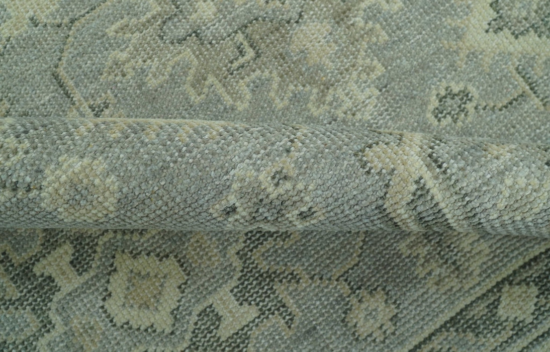 Custom Made Gray And Ivory Traditional Turkish Design Hand knotted Wool Area Rug