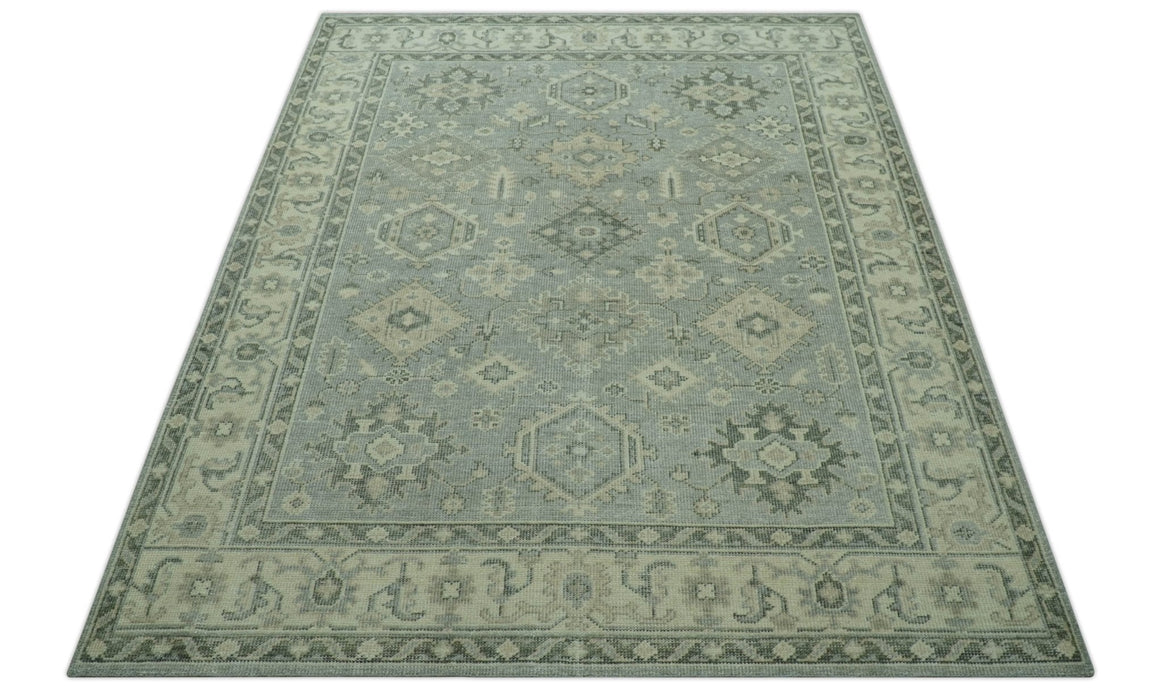 Custom Made Gray And Ivory Traditional Turkish Design Hand knotted Wool Area Rug