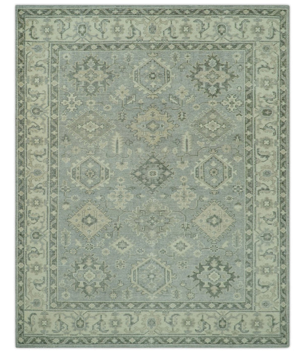 Custom Made Gray And Ivory Traditional Turkish Design Hand knotted Wool Area Rug