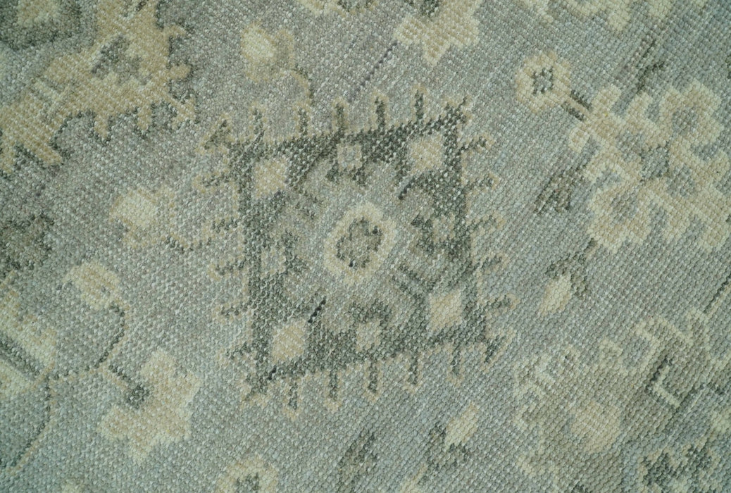 Custom Made Gray And Ivory Traditional Turkish Design Hand knotted Wool Area Rug