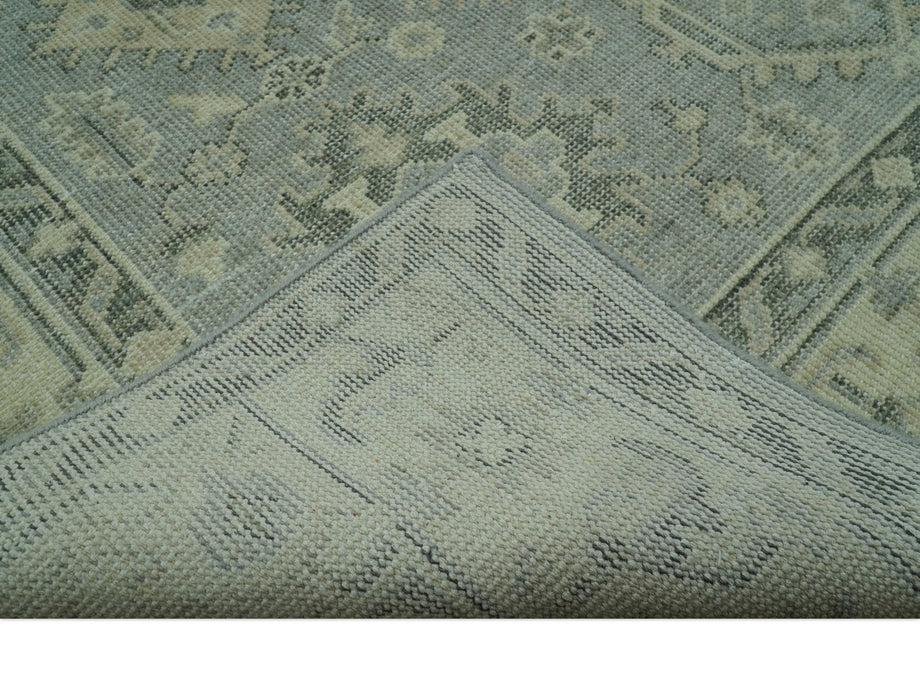 Custom Made Gray And Ivory Traditional Turkish Design Hand knotted Wool Area Rug