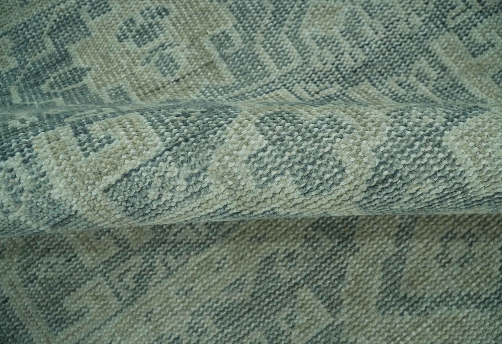 Custom Made Gray, Beige and Silver Hand Knotted Tribal Design wool area rug