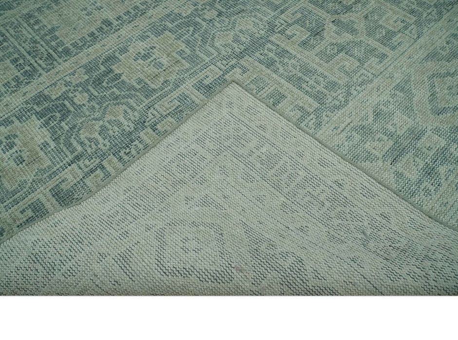 Custom Made Gray, Beige and Silver Hand Knotted Tribal Design wool area rug
