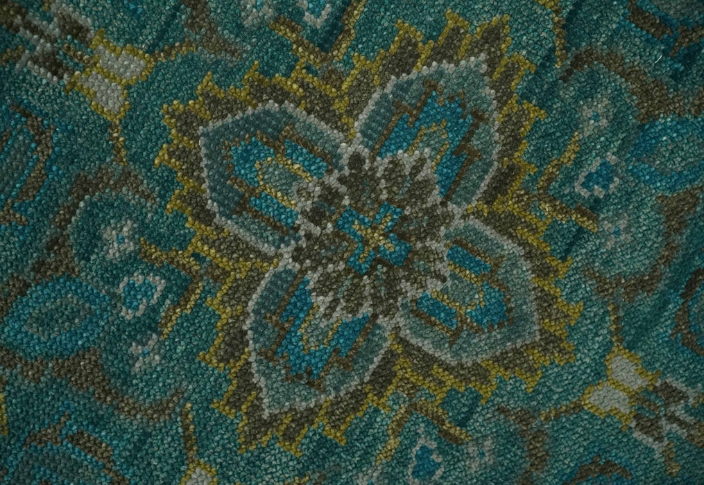 Custom Made Green Hand Knotted Antique Style  Multi Size Traditional Wool Rug