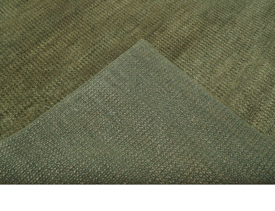 Custom Made Hand Knotted Blue and Brown Stripes Design Contemporary Area Rug