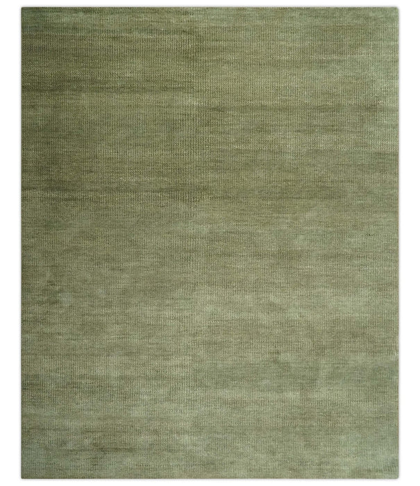 Custom Made Hand Knotted Blue and Brown Stripes Design Contemporary Area Rug