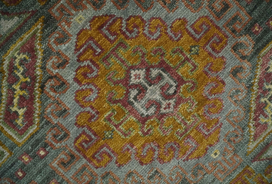 Custom Made Hand Knotted Gold and Gray Multi Size Oriental Traditional Wool Area Rug