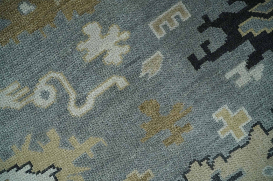 Custom Made Hand Knotted Silver and Beige Traditional Oushak Wool Area Rug