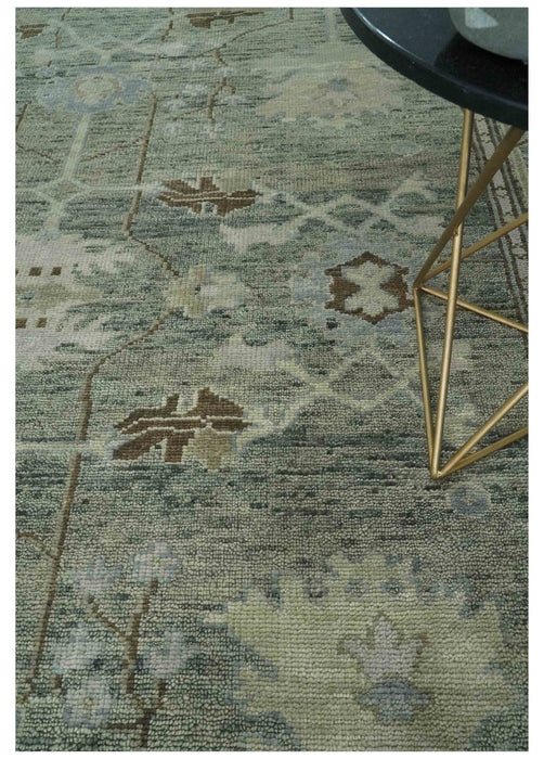 Custom Made Hand Knotted Gray and Brown Oriental Oushak Multi Size Traditional Wool Areaa Rug