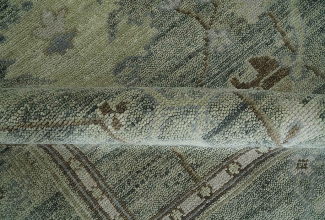 Custom Made Hand Knotted Gray and Brown Oriental Oushak Multi Size Traditional Wool Areaa Rug