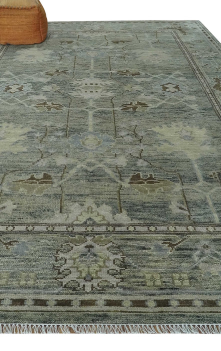 Custom Made Hand Knotted Gray and Brown Oriental Oushak Multi Size Traditional Wool Areaa Rug