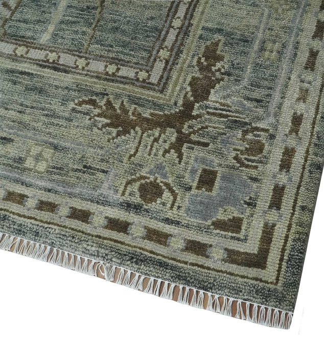 Custom Made Hand Knotted Gray and Brown Oriental Oushak Multi Size Traditional Wool Areaa Rug
