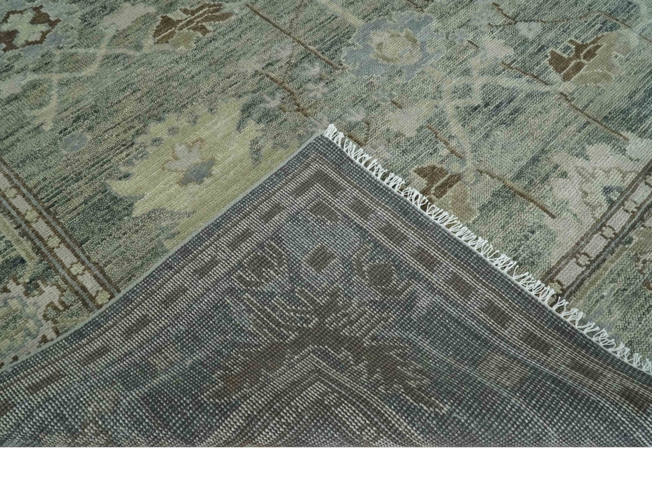 Custom Made Hand Knotted Gray and Brown Oriental Oushak Multi Size Traditional Wool Areaa Rug