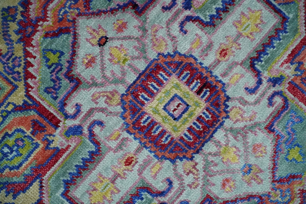 Custom Made Hand Knotted Silver, Purple and Green Traditional Wool Area Rug