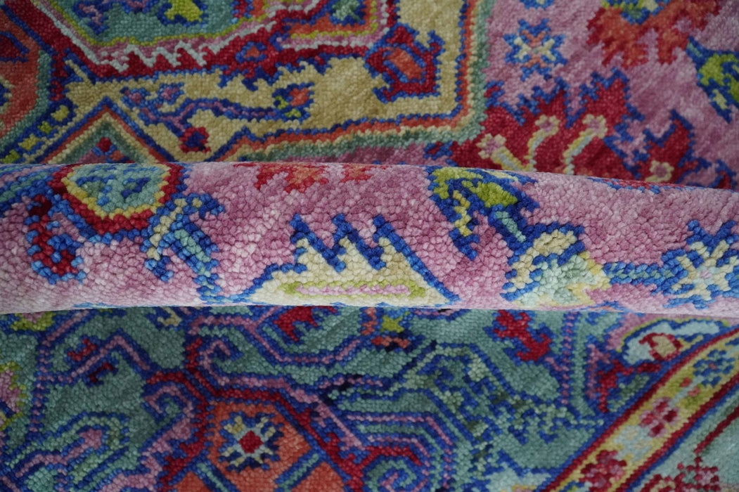 Custom Made Hand Knotted Silver, Purple and Green Traditional Wool Area Rug