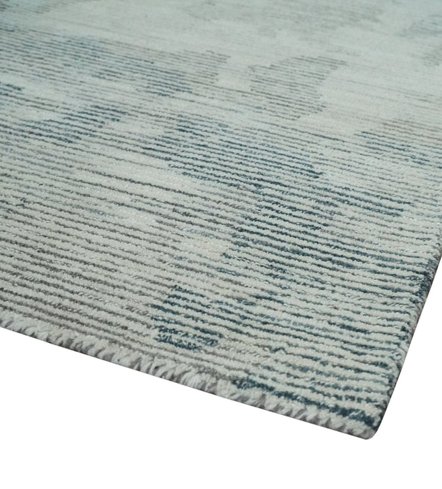 Custom Made Hand Tufted Ivory, Beige and Charcoal Modern Abstract Design Rug