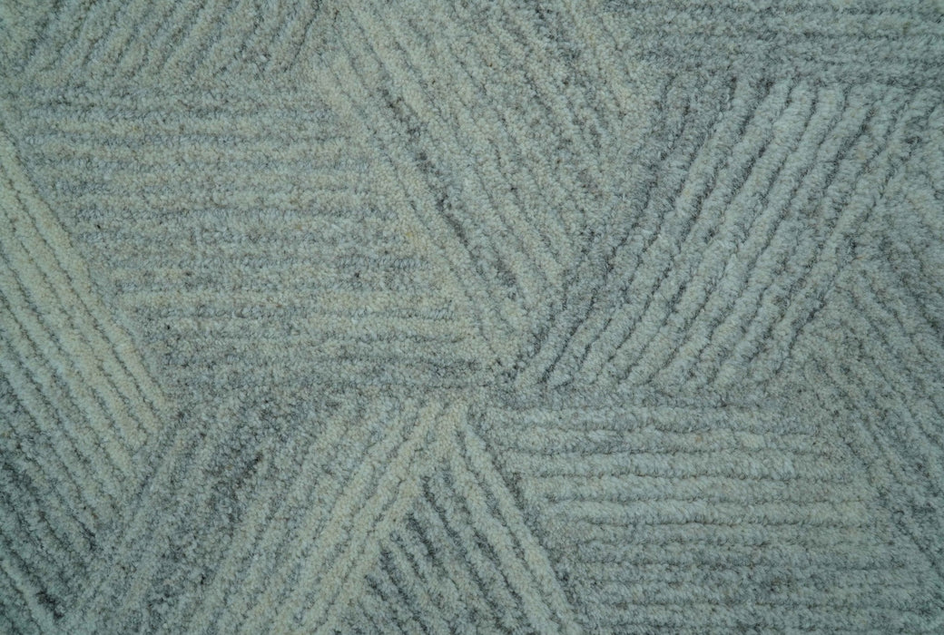 Custom Made Ivory, Gray and Beige Modern Contemporary Hand Tufted wool rug