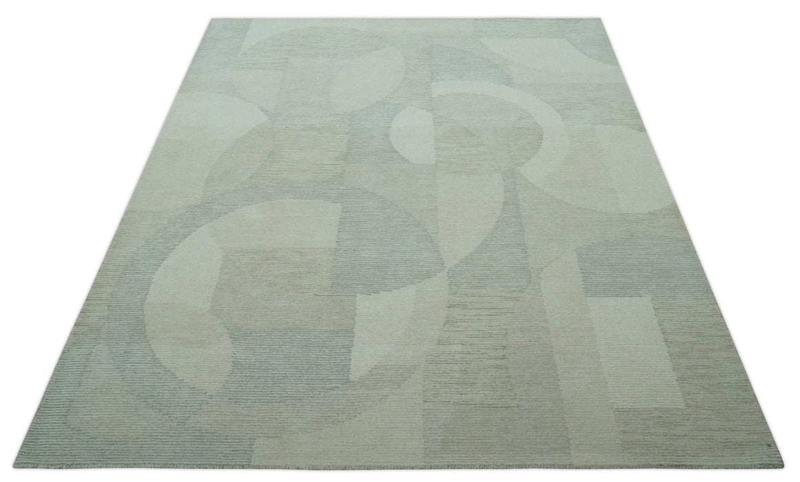 Custom Made Ivory, Gray and Beige Modern Contemporary Hand Tufted wool rug