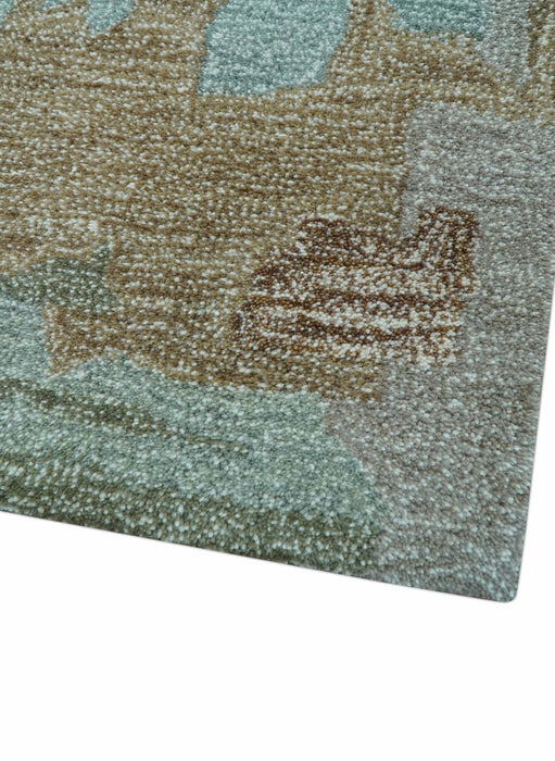 Custom Made Modern Abstract Blue Hand Tufted Wool Area Rug