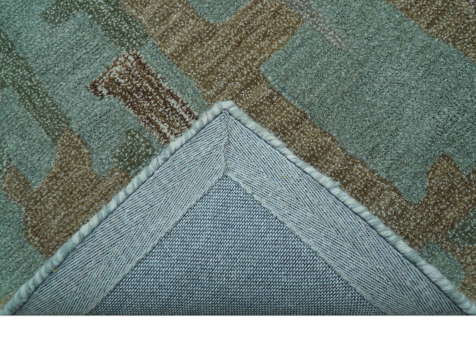 Custom Made Modern Abstract Blue Hand Tufted Wool Area Rug