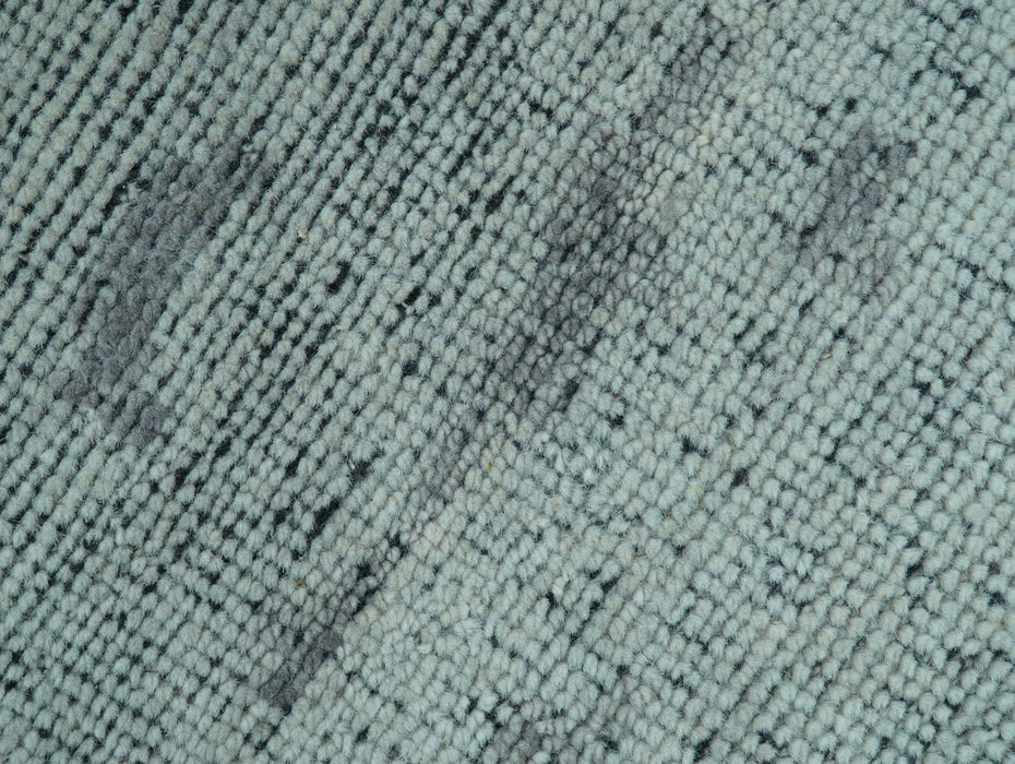 Custom Made Modern Abstract Design Blue And Gray Hand Knotted Wool Area Rug