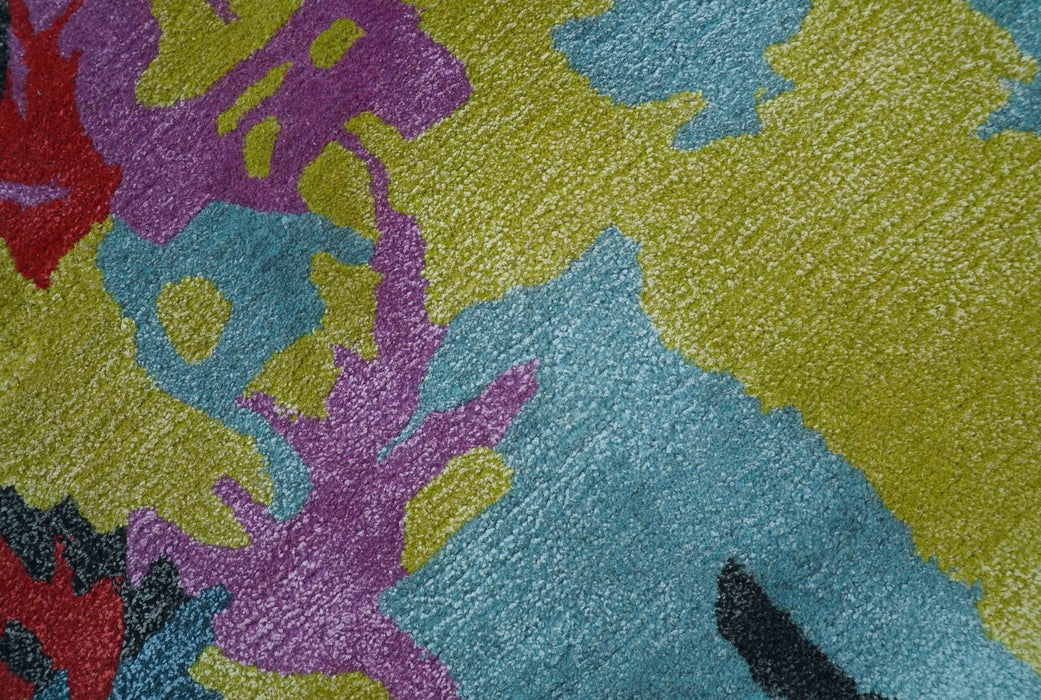 Custom Made Modern Abstract Multi-color Hand Tufted Wool-Art Silk Rug