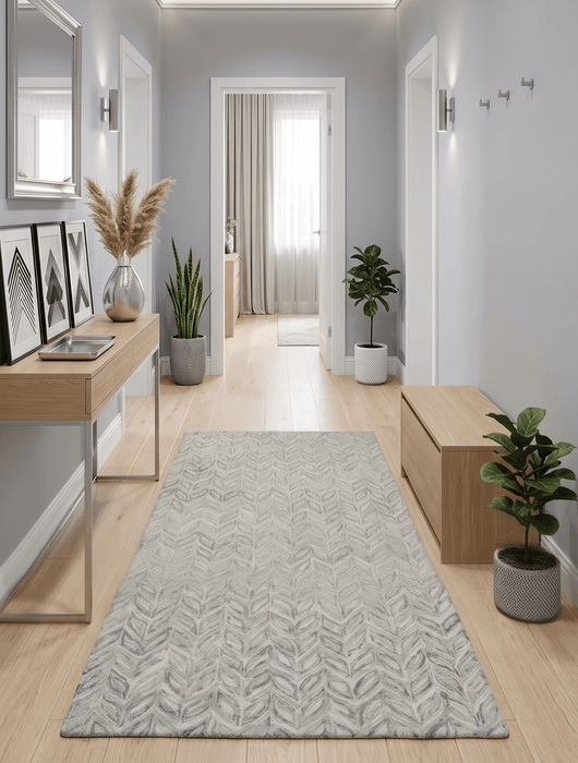 Custom Made Modern Contemporary Beige And Gray Hand Tufted Wool Rug