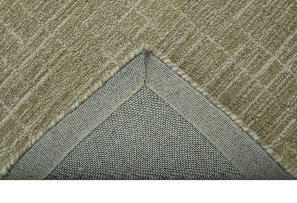 Custom Made Modern Geometrical Beige Hand Tufted Wool Area Rug