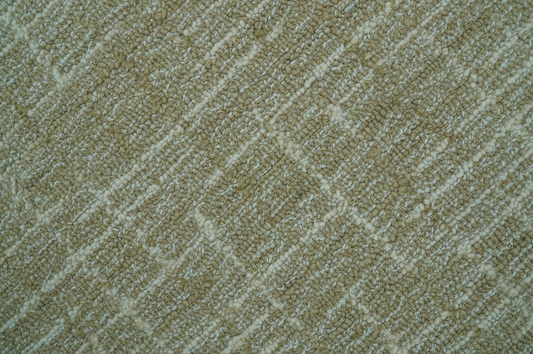 Custom Made Modern Geometrical Beige Hand Tufted Wool Area Rug