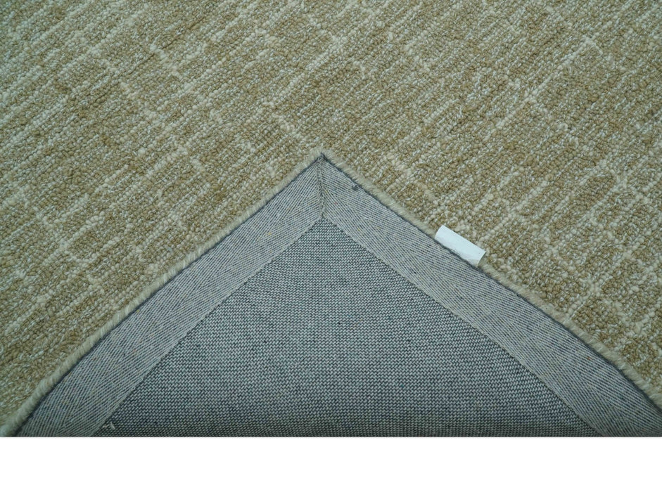 Custom Made Modern Geometrical Beige Hand Tufted Wool Area Rug