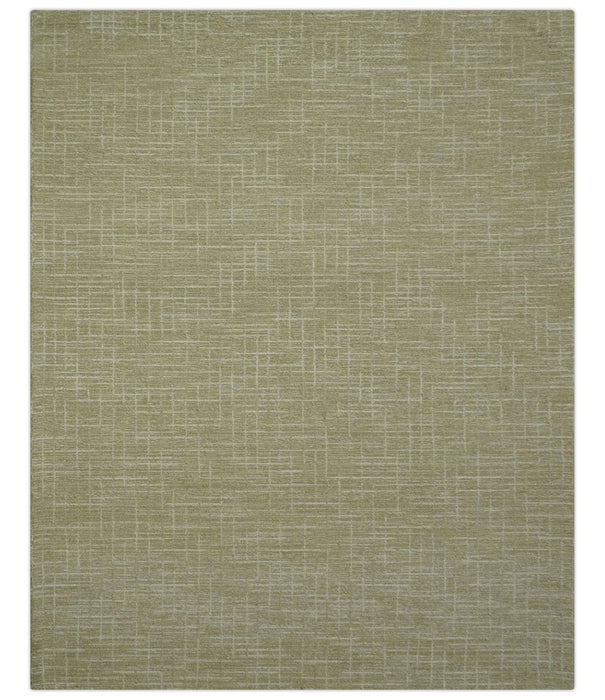 Custom Made Modern Geometrical Beige Hand Tufted Wool Area Rug