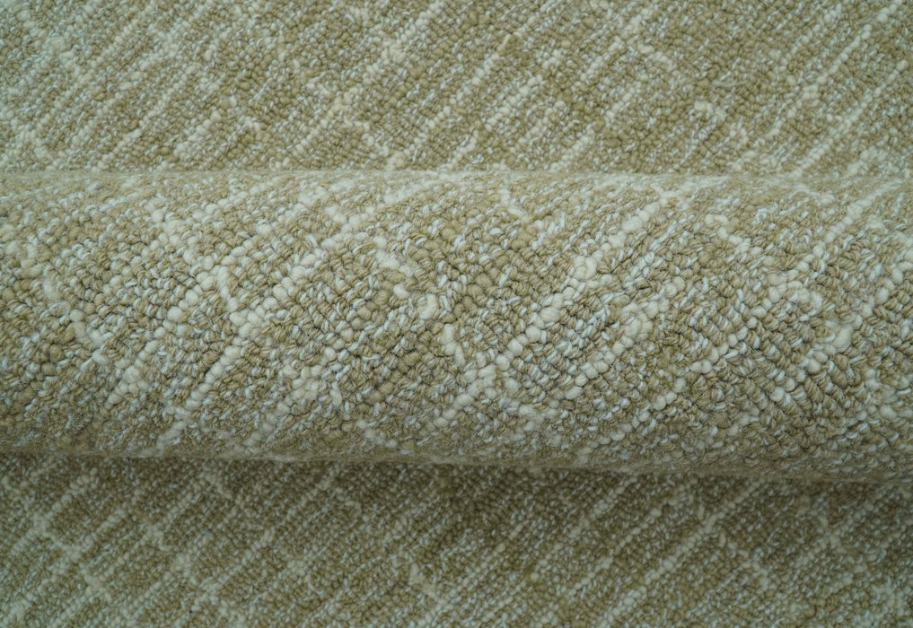 Custom Made Modern Geometrical Beige Hand Tufted Wool Area Rug