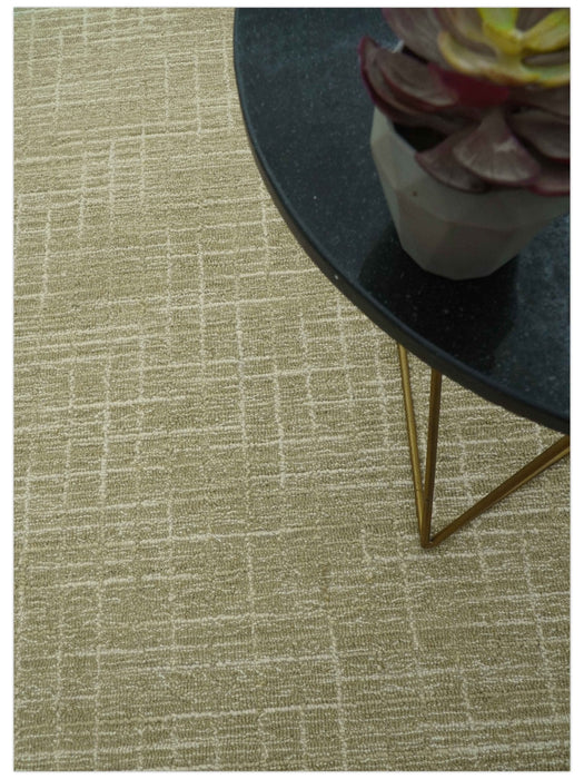 Custom Made Modern Geometrical Beige Hand Tufted Wool Area Rug